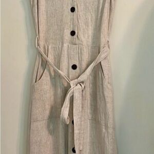 Monteau Cream Buttoned Sleeveless Midi Dress